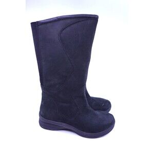 LL Bean Boots Womens Size 8.5 Leather Black Lined Tall Zip Mid Calf 502940